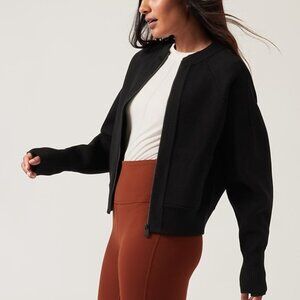 Athleta Sequoia Sweater XS black full zip bomber jacket